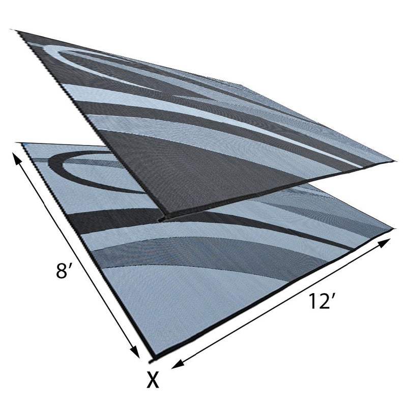 Stylish Camping GA1 Reversible Graphic Patio Mat-8' x 12', Black/Silver - Image 3
